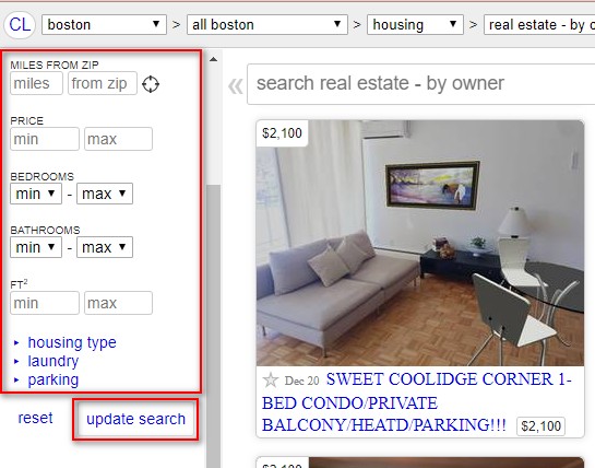 Craiglist Update Search