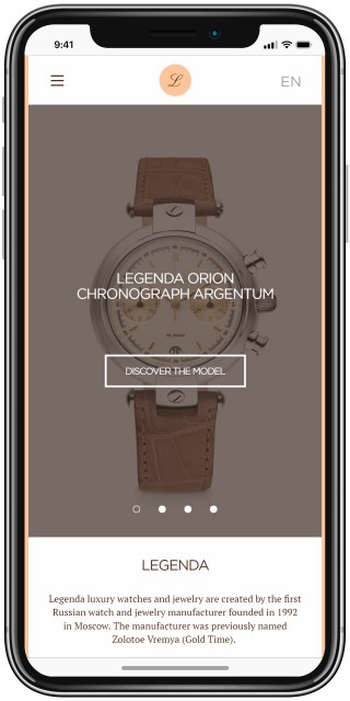 Mobile version of Website “Legend-Manufacture” 