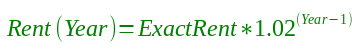 Exact rent growth formula